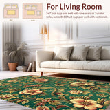 Ultra Soft Area Rug, Non Slip, Stain Resistant, Washable Area Rugs for Living Room, Bedroom, Faded Retro Office Accent Rug for Minimal Living(Green)