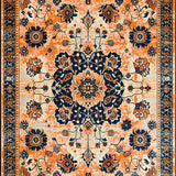 Ultra Soft Area Rug, Non Slip, Stain Resistant, Washable Area Rugs for Living Room, Bedroom, Whimsical Vintage Blossom Arrangement(Orange)