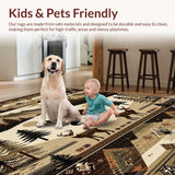 Ultra Soft Area Rug, Non Slip, Stain Resistant, Washable Area Rugs for Living Room, Bedroom, Rustic Earthy Animal Motifs(Beige)