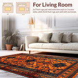 Ultra Soft Area Rug, Non Slip, Stain Resistant, Washable Area Rugs for Living Room, Bedroom, Rustic Orange Abstract Motif(Orange)