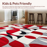 Ultra Soft Area Rug, Non Slip, Stain Resistant, Washable Area Rugs for Living Room, Bedroom, Bold Geometric Red White Grey Black Accent Carpet(Red)