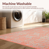 Ultra Soft Area Rug, Non Slip, Stain Resistant, Washable Area Rugs for Living Room, Bedroom, Chic Minimalist Ogee Pattern(Orange)