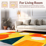 Ultra Soft Area Rug, Non Slip, Stain Resistant, Washable Area Rugs for Living Room, Bedroom, Mid Century Modern Colorful Arrangement(Yellow)