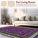 Ultra Soft Area Rug, Non Slip, Stain Resistant, Washable Area Rugs for Living Room, Bedroom, Luxurious Brown Geometric Arrangement(Purple)