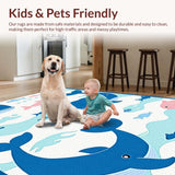 Ultra Soft Area Rug, Non Slip, Stain Resistant, Washable Area Rugs for Living Room, Bedroom, Adorable Sea Animal Decor Theme(Blue)