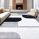 Ultra Soft Area Rug, Non Slip, Stain Resistant, Washable Area Rugs for Living Room, Bedroom, Minimalist Black and Silver Motif(Black)