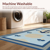 Ultra Soft Area Rug, Non Slip, Stain Resistant, Washable Area Rugs for Living Room, Bedroom, Bright Oceanic Color Palette(Blue)