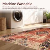 Ultra Soft Area Rug, Non Slip, Stain Resistant, Washable Area Rugs for Living Room, Bedroom, Striking Colorful Tribal Elements(Red)