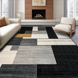 Ultra Soft Area Rug, Non Slip, Stain Resistant, Washable Area Rugs for Living Room, Bedroom, Abstract Earth Tone Geometric Art(Black)