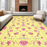 Ultra Soft Area Rug, Non Slip, Stain Resistant, Washable Area Rugs for Living Room, Bedroom, Lively Tropical Bloom Design(Yellow)