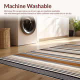 Ultra Soft Area Rug, Non Slip, Stain Resistant, Washable Area Rugs for Living Room, Bedroom, Elegant Striped Neutral Aesthetic(Brown)