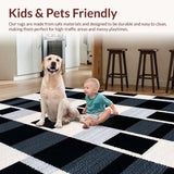 Ultra Soft Area Rug, Non Slip, Stain Resistant, Washable Area Rugs for Living Room, Bedroom, Contemporary Black and White Checkered Aesthetic(Black)