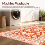 Ultra Soft Area Rug, Non Slip, Stain Resistant, Washable Area Rugs for Living Room, Bedroom, Elegant Textured Diamond Composition(Orange)