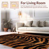 Ultra Soft Area Rug, Non Slip, Stain Resistant, Washable Area Rugs for Living Room, Bedroom, Luxury Tiger Print Living Room Accent Rug(Beige)