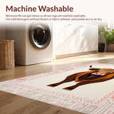 Ultra Soft Area Rug, Non Slip, Stain Resistant, Washable Area Rugs for Living Room, Bedroom, Rustic Whimsical Animal Illustration(Beige)