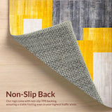 Ultra Soft Area Rug, Non Slip, Stain Resistant, Washable Area Rugs for Living Room, Bedroom, Lively Soft Colorblock Pattern(Yellow)