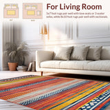Ultra Soft Area Rug, Non Slip, Stain Resistant, Washable Area Rugs for Living Room, Bedroom, Chic Color Blocked Linear Style(Red)