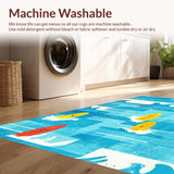 Ultra Soft Area Rug, Non Slip, Stain Resistant, Washable Area Rugs for Living Room, Bedroom, Funny Tropical Surf Rug Absorbent Bath Mat Coastal Ocean Wave Art Design(Blue)