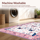 Ultra Soft Area Rug, Non Slip, Stain Resistant, Washable Area Rugs for Living Room, Bedroom, Whimsical Butterfly Motif Delight(Pink)