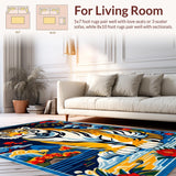 Ultra Soft Area Rug, Non Slip, Stain Resistant, Washable Area Rugs for Living Room, Bedroom, Ethnic Colorful Animal Print(Blue)
