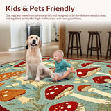 Ultra Soft Area Rug, Non Slip, Stain Resistant, Washable Area Rugs for Living Room, Bedroom, Artistic Blue and Brown Fungi Pattern(Blue)