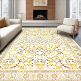 Ultra Soft Area Rug, Non Slip, Stain Resistant, Washable Area Rugs for Living Room, Bedroom, Lush Textured Lattice Arrangement(Gold)