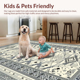 Ultra Soft Area Rug, Non Slip, Stain Resistant, Washable Area Rugs for Living Room, Bedroom, Sophisticated Minimalist Patterned Piece(Beige)