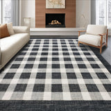 Ultra Soft Area Rug, Non Slip, Stain Resistant, Washable Area Rugs for Living Room, Bedroom, Vintage Checkered Flooring Carpet(Gray)