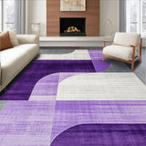 Ultra Soft Area Rug, Non Slip, Stain Resistant, Washable Area Rugs for Living Room, Bedroom, Sophisticated Grey and Purple Motif(Purple)