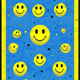 Ultra Soft Area Rug, Non Slip, Stain Resistant, Washable Area Rugs for Living Room, Bedroom, Retro Joyful Face Motif(Blue)