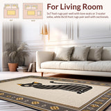 Ultra Soft Area Rug, Non Slip, Stain Resistant, Washable Area Rugs for Living Room, Bedroom, Elegant Artistic Sleepy Cat Theme(Gray)