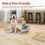 Ultra Soft Area Rug, Non Slip, Stain Resistant, Washable Area Rugs for Living Room, Bedroom, Large Beige Area with a Boho Chic Distressed Design and Earthy Hues(Beige)