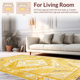 Ultra Soft Area Rug, Non Slip, Stain Resistant, Washable Area Rugs for Living Room, Bedroom, Vibrant Floral Transitional Aesthetic(Yellow)