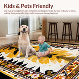 Ultra Soft Area Rug, Non Slip, Stain Resistant, Washable Area Rugs for Living Room, Bedroom, Vintage Wild Animal Motif(Yellow)