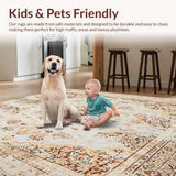 Ultra Soft Area Rug, Non Slip, Stain Resistant, Washable Area Rugs for Living Room, Bedroom, Distressed Medallion Area Beige & Brown Retro Floor(Beige)