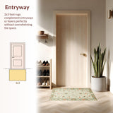 Ultra Soft Area Rug, Non Slip, Stain Resistant, Washable Area Rugs for Living Room, Bedroom, Soft Cream Ethereal Botanical Motif(Ivory)