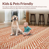 Ultra Soft Area Rug, Non Slip, Stain Resistant, Washable Area Rugs for Living Room, Bedroom, Trendy Warm Palette Knotted Design(Orange)