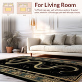 Ultra Soft Area Rug, Non Slip, Stain Resistant, Washable Area Rugs for Living Room, Bedroom, Gothic Celestial Snake Motif(Black)