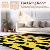 Ultra Soft Area Rug, Non Slip, Stain Resistant, Washable Area Rugs for Living Room, Bedroom, Contemporary Black Cat Aesthetic(Yellow)