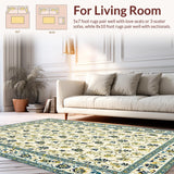 Ultra Soft Area Rug, Non Slip, Stain Resistant, Washable Area Rugs for Living Room, Bedroom, Chic Floral Modern Aesthetic(Ivory)