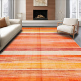 Ultra Soft Area Rug, Non Slip, Stain Resistant, Washable Area Rugs for Living Room, Bedroom, Modern Striped Geometry in Bright Tones(Orange)