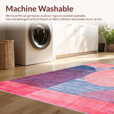 Ultra Soft Area Rug, Non Slip, Stain Resistant, Washable Area Rugs for Living Room, Bedroom, Dynamic Modern Boho Colorful Pattern(Pink)