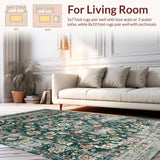 Ultra Soft Area Rug, Non Slip, Stain Resistant, Washable Area Rugs for Living Room, Bedroom, Rustic Oriental Green Tiled Motif(Green)