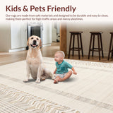 Ultra Soft Area Rug, Non Slip, Stain Resistant, Washable Area Rugs for Living Room, Bedroom, Warm Boho Inspired Rustic Charm(Beige)