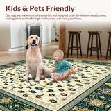 Ultra Soft Area Rug, Non Slip, Stain Resistant, Washable Area Rugs for Living Room, Bedroom, Modern Style Tribal Beige with Ornate Floral Motifs(Beige)