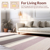 Ultra Soft Area Rug, Non Slip, Stain Resistant, Washable Area Rugs for Living Room, Bedroom, Sleek Minimalist Striped Composition(Gray)