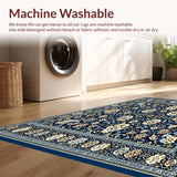 Ultra Soft Area Rug, Non Slip, Stain Resistant, Washable Area Rugs for Living Room, Bedroom, Intricate Floral Elegance Area with Blue and Beige(Blue)
