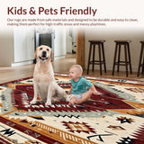 Ultra Soft Area Rug, Non Slip, Stain Resistant, Washable Area Rugs for Living Room, Bedroom, Desert Sunset Medallion Area with Tribal Geometric(Brown)