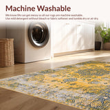 Ultra Soft Area Rug, Non Slip, Stain Resistant, Washable Area Rugs for Living Room, Bedroom, Warm Neutral Ogee Style(Yellow)