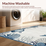 Ultra Soft Area Rug, Non Slip, Stain Resistant, Washable Area Rugs for Living Room, Bedroom, Rustic Textured High-Low Waves(Blue)